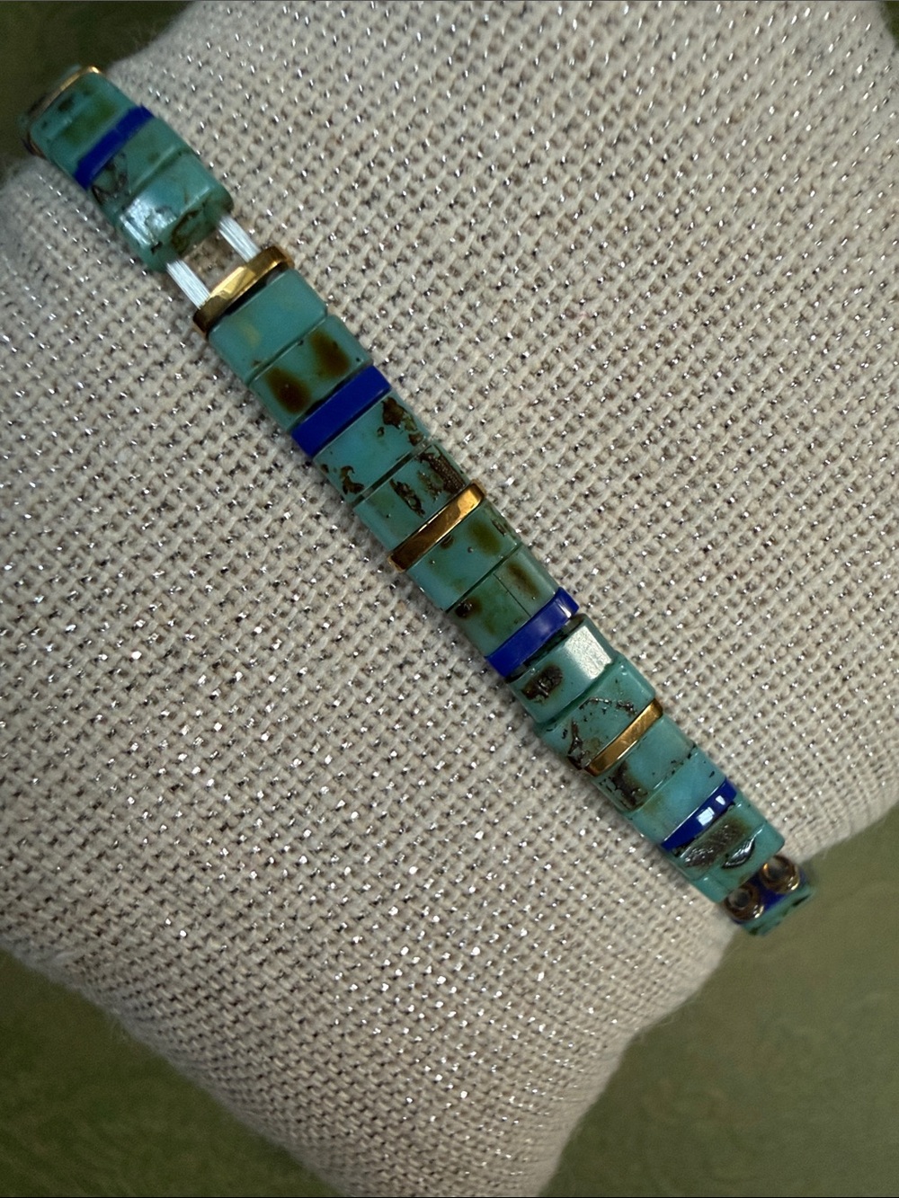 Turquoise and Blue Inlay Stretch Bracelet - NWOT
